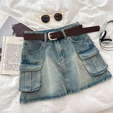 Fongt Hottie Fashion High-Rise Thin Double Pocket Workboy Dress Anti-Light Short Skirt A Skirt