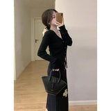Fongt Retro Design Splicing Wave Point Bag Hip Half-Dress Girl 2025 Spring Slimming Temperament Long Skirt