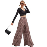 Fongt Version Of 2025 New Spring And Summer Loose High-Waisted Leopard Pattern Broad Leg Trousers
