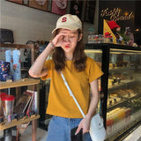 Fongt Cotton 2024 Summer Wear New Pure Cotton Short Style Show Thin Crop Short-Sleeve T-Shirt Women's Slim And Versatile Pure Color Jacket