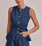 Fongt 2025 New Fashion Sleeveless High Waist High Waisted Loose Nipple Shorts Set