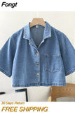Women Denim College All-match Design Summer Ladies Trendy High Quality Solid Retro Korean Style