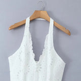 Fongt Autumn Women's Lace Embroidery Hanging Neck Repair Dress