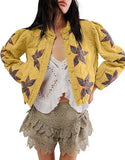 Fongt Autumn And Winter Explosion Embroidered Good Quality Washing Cotton Maple Leaf Embroidery Lady Coat Cotton Suit
