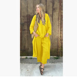 Fongt Explosion Of Women's Summer Pocket V-Neck 2 Sets Of Solid Color Loose Women's Clothing