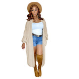Fongt New Women's Pure Color Casual Sweater Cardigan Long Coat-Outfit