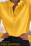 Stand Neck Button Blouse Shirts Women New Fashion Long Sleeve Pullover Tops Ladies Autumn Casual Loose Blusa