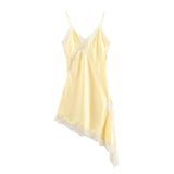Fongt Women's Explosive Fashion Leisure Vacation Lace Asymmetric Sling Dress