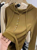 Fongt Age Reduction Double-Sided Hoodie Long Sleeve T-Shirt Buttons, Thick And Warm Hoodie-Outfit