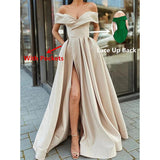 Fongt 2025 New Party Evening Dress Word Shoulder-Singing Noodles Long Overseas Warehouse
