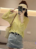 Glitter Knitted Cardigan Women's New Summer Blouse Hollowed-Out Mesh Tulle Sunscreen Outer Coat Shawl-Outfit