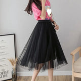 Fongt Yarn Skirt Women's Summer Long A Skirt High Waist 100 Folding Skirt 2025 Thin Soft Hanging Yarn Skirt