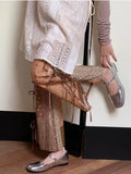 Chinese Style Vintage Khaki Pants Female 2024 Lace Up Straight Trousers Y2k E-Girl High Waist Wide Leg Pantalons-Outfit