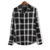 Sweet Plaid Single-Breasted Long Sleeve Korean Slim Office Professional Women's Shirt Harajuku Summer Wild Chic Female