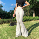 Stretch Flare Solid Fashion Flares