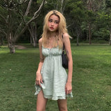 Summer Sexy V Neck Backless Solid A-Line Dress Women New Simple Casual Beach Vacation Club Party Female Mini