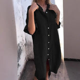 Fongt New Spring And Summer Loose Leisure Sleeve Cotton Shirt Dress