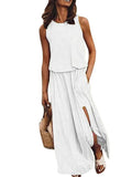 Solid Side Slit Long Maxi