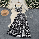 Fongt Knitted Set Women's Sleeveless Vest + Mid-Long Half-Dress Senior Geathed Two-Piece