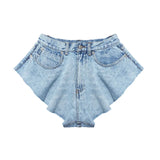 Fongt New Station Modeling Lotus Leaves Under The Broad Legs Denim Shorts Hot Pants Prosthetic Skirt 1305