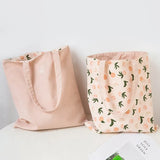 Women Canvas Shopping Bag Fruit Print Female Cotton Cloth Shoulder Bag Eco Handbag Tote Double Side Grocery Shopper
