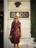 Fongt And Winter 2025 Waist Thin Temperament Locomotive Leather Jacket Half-Skirt Set LX0094