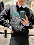 Graphic Letter Sweatshirts for Women Fashion Hooded Pullovers Vintage Female Loose Sweatshirt Hoodies 2023 Spring