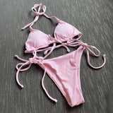 Halter Neck Swimming Suit For Women Bikini Push Up Swimwear Triangle Swimwear Bathing Suit Ladies Swimsuit Biquinis Feminin-Outfit