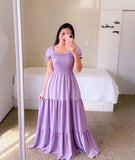 Fongt New Spring And Summer Women's Dress A Word Broken Shoulder Long Pure Fairy