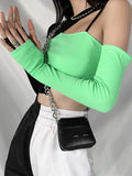Dark Y2k Punk Patchwork E-girl Style T-shirts Gothic Color Blocking Hip Hop Hollow Out Backless Top Techwear