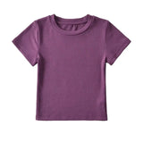 Trendy Women's Dress Slim And Show Thin Round Neck Short Style Navel Bottomed Blouse Net Version Of Solid Color Short-Sleeved T-Shirt-Outfit