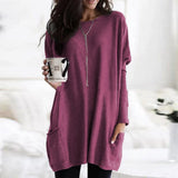 Autumn Pullover Casual Round Neck Long Sleeve Pocket T-shirt