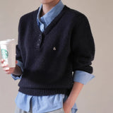 Fongt Wearing A Fake Two Sweaters Women's Autumn And Winter Design Shirt Folded Gray Knitted Shirt