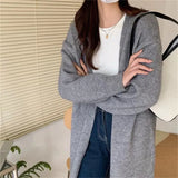Fongt Long Gentle Lazy Wind Soft Waxy Loose Design Sense Chic Knit Cardigan Sweater Coat Female-Outfit