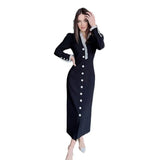 Fongt New Women's Open Fork To Slimming Single-Dbutton Dress