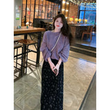 Fongt Gentle Lazy Wind Purple Round Jumper Half Skirt Two Sets Of Small Loose Soft Slimy Set