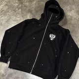 Fongt Autumn Winter Hooded Sports Wear Ninja Cap Print Pattern Wear Double Hat Design Y2K