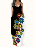 Fongt New Summer Cool Sling Dress Print Temperament Street Large-Size Dress Woman