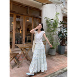 Fongt Unique Design Feel Beautiful Flowers Tight Waist Skirt Women's Summer Small Fashion A-Word Dress