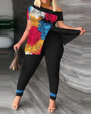 Summer New 2023 Independent Station Fashion Leisure Shoulder Print Suit-Outfit