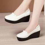 Wedges Shoes for Women 2021 Autumn Spring Platform Pumps Woman High Heels Leather Office Shoes Ladies Plus Size