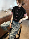 Chinese T-Shirt Short-Sleeved Women's Chinese Style Plate Button Literary And Artistic Chic Foreign Style Blouse Summer 2023 New Vintage Shirt-Outfit