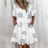 A-Line Sexy V Neck Floral Print Vintage