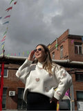 Women Mushroom Printed Sweaters Autumn Winter Casual Round Neck Loose Pullovers 2023 Female Elegant Warm Long Sleeved