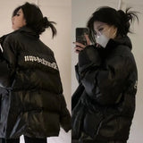 Bomber Woman Varsity Jacket Thicken PU Black Winter Down Coat 2022 Long Sleeves Fashion Jackets Bombers Coats