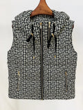 STREET Newest 2023 Witner Fashion Designer Jacket Women's Sleeveless Monogram Printed Puffy Hooded Down