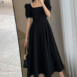 Fongt 2024 Summer New Ins Tea Break Skirt Temperament A Word To Get Over The Knee Long Hepburn Wind Fat Mm Little Black