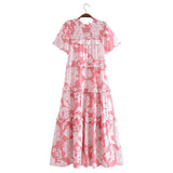 Fongt Women's New Cotton-Print T-Shirt With Loose Cake Dress 8744