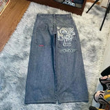 Loose Jeans Men's Vintage Print Hip Hop Gothic Street Wear Harajuku Men's Slacks-Outfit