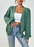 Fongt Women's Sweater V-Neck Cardigan Autumn And Winter Solid Knitted Shirt Casual Knitted Coat
